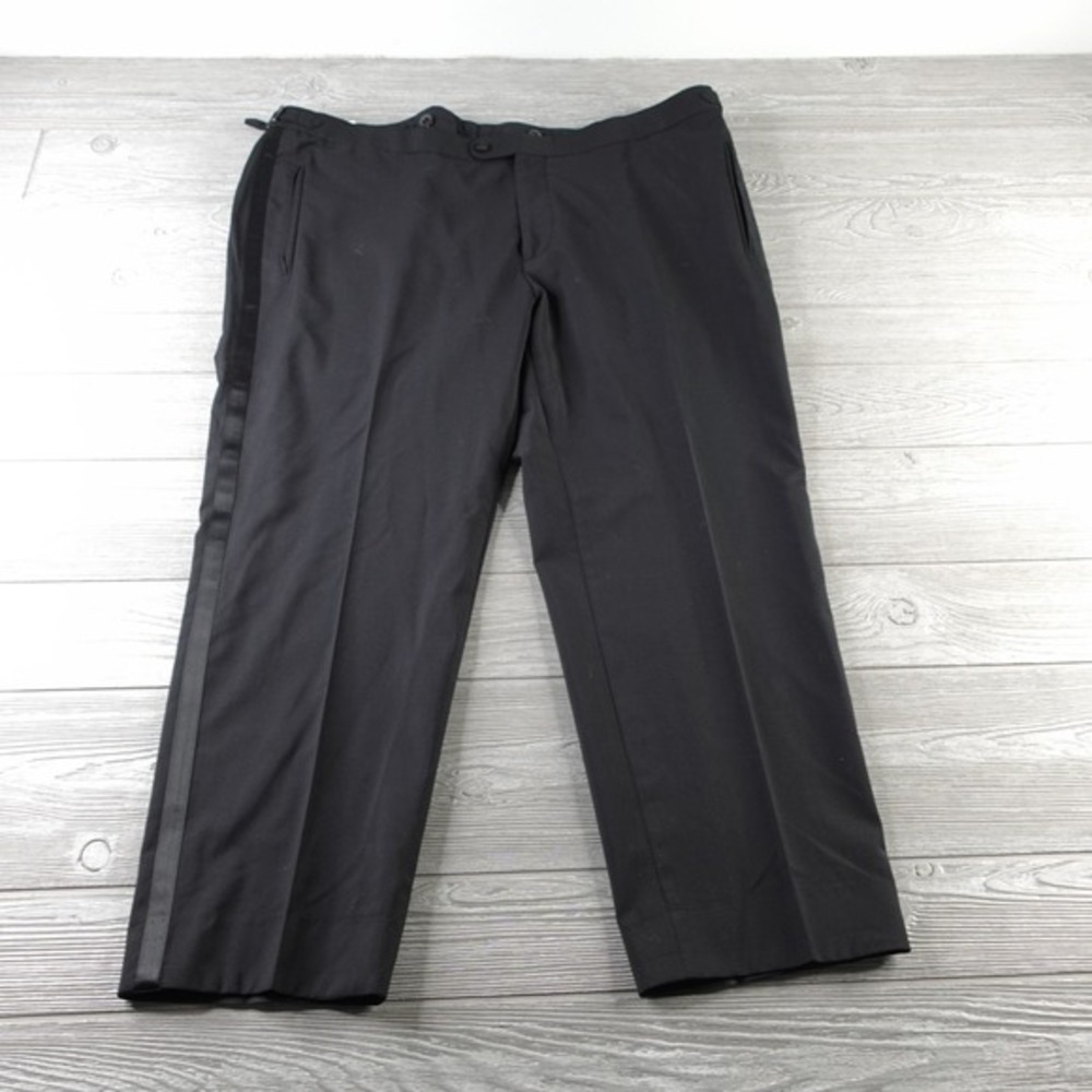 SuitSupply Reda 1865 Tuxedo Trouser Pants Mens 42x27 Black Wool Straight Leg - Picture 2 of 10